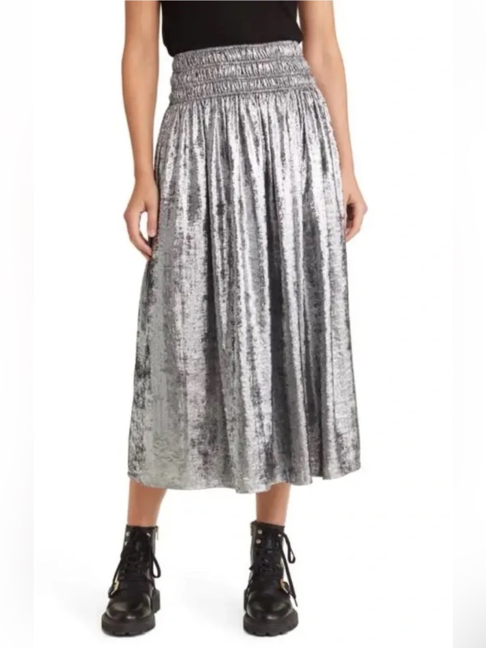 NWT! The Great Sz 2/M crushed velvet Viola midi skirt.